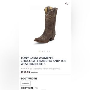TONY LAMA VF6015, WOMEN'S CHOCOLATE RANCHO SNIP TOE WESTERN COWGIRL BOOTS
